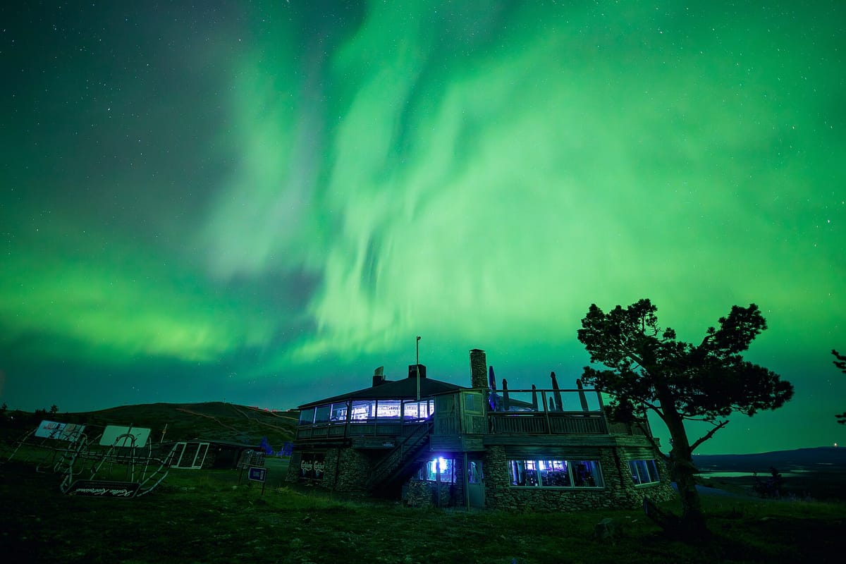 Green aurora over Levi fell in Finnish Lapland