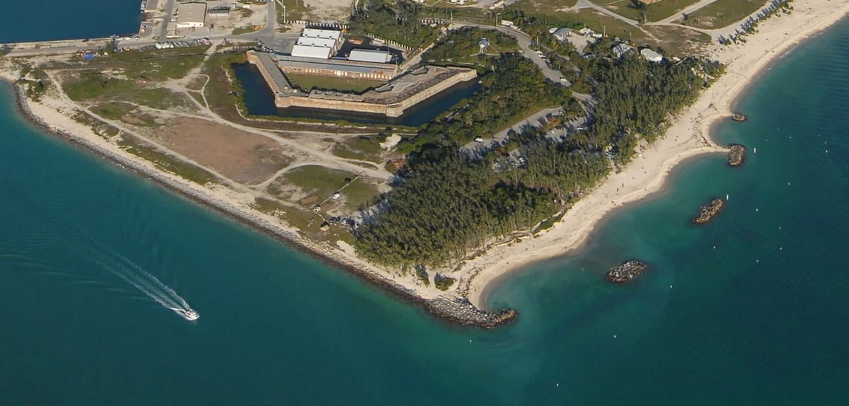 Aerial view of Fort Zachary Taylor State Park