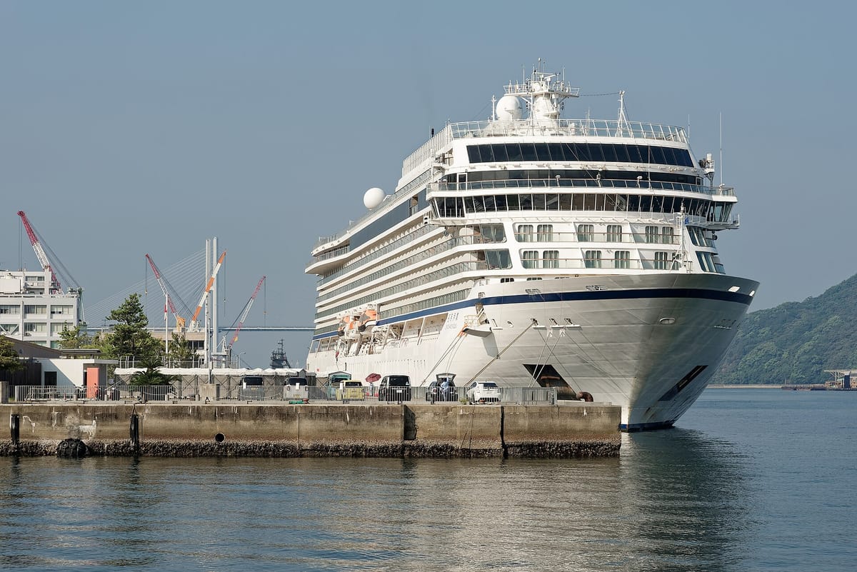 Cruise ship moored in the port of Nagasaki